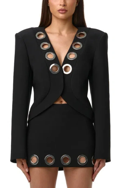 Naked Wardrobe Grommet Ponte Blazer In Black