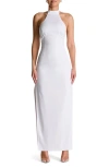 Naked Wardrobe Halter Corset Side Slit Dress In White