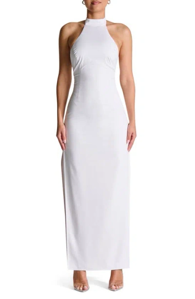 Naked Wardrobe Halter Corset Side Slit Dress In White | ModeSens