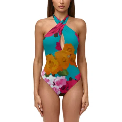 Naked Wardrobe Halter Neck Bodysuit In Blue