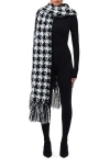Naked Wardrobe Houndstooth Check Bouclé Fringe Scarf In Multi