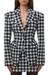 Naked Wardrobe Houndstooth Check Tweed Blazer In Black