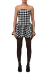 Naked Wardrobe Houndstooth Check Tweed Strapless Minidress In Multi