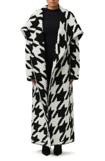 Naked Wardrobe Houndstooth Oversize Bouclé Coat In Multi