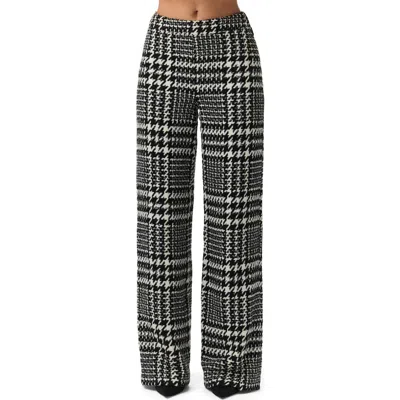 Naked Wardrobe Houndstooth Plaid Straight Leg Pants In Gray