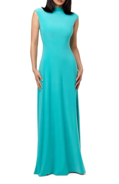 Naked Wardrobe Hourglass Cap Sleeve Maxi Dress In Blue