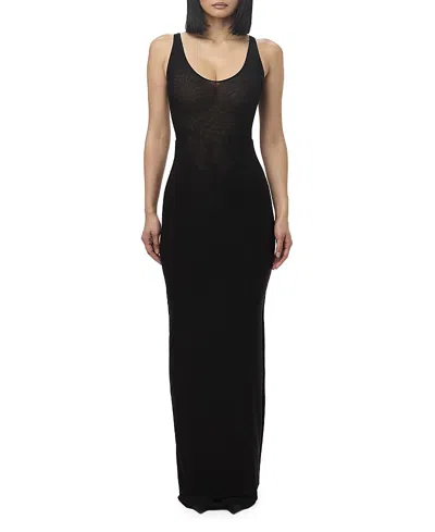 Naked Wardrobe Hourglass Mesh Tank Maxi Dress In Black