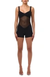 Naked Wardrobe Hourglass Mesh Tank Romper In Black