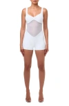 Naked Wardrobe Hourglass Mesh Tank Romper In White