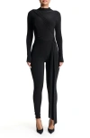 Naked Wardrobe Hourglass Tie Waist Long Sleeve Jumpsuit In Black
