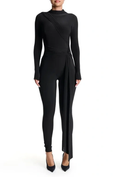 Naked Wardrobe Hourglass Tie Waist Long Sleeve Jumpsuit In Black