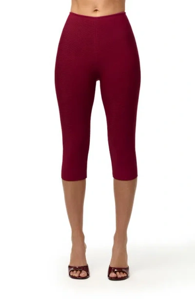 Naked Wardrobe Knit Capri Leggings In Red