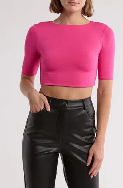 Naked Wardrobe Knit Crop Top In Rasberry