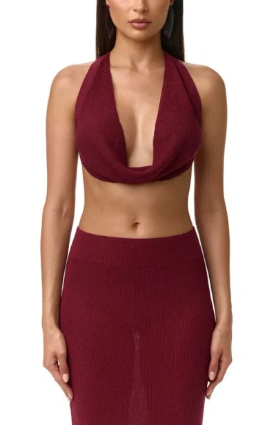 Naked Wardrobe Knit Crop Top In Burgundy