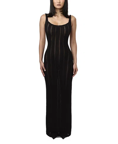 Naked Wardrobe Knit Open Back Maxi Dress In Black