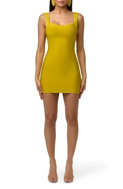 Naked Wardrobe Knit Sculpt Bandage Minidress In Yellow