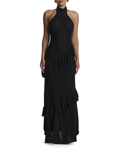 Naked Wardrobe Knit Sleeveless Flare Maxi Dress In Black