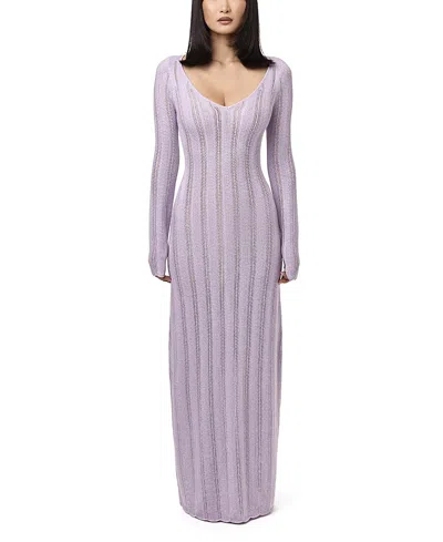 Naked Wardrobe Knit V-neck Maxi Dress In Purple