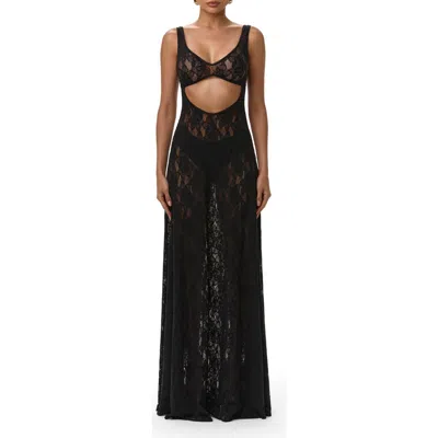 Naked Wardrobe Lace Cutout Maxi Dress In Black
