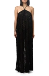 Naked Wardrobe Lace Halter Neck Maxi Dress In Black