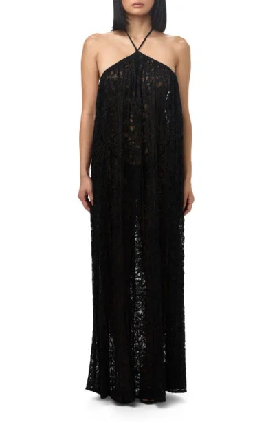 Naked Wardrobe Lace Halter Neck Maxi Dress In Black