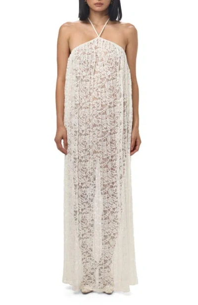 Naked Wardrobe Lace Halter Neck Maxi Dress In White