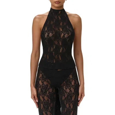Naked Wardrobe Lace Halter Top In Black
