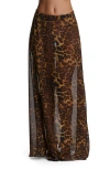 Naked Wardrobe Leopard Print Chiffon A-line Maxi Skirt In Brown