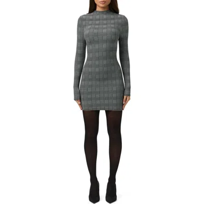 Naked Wardrobe Leopard Print Long Sleeve Body-con Minidress In Gray