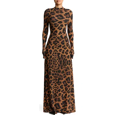 Naked Wardrobe Leopard Print Long Sleeve Maxi Dress