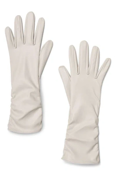 Naked Wardrobe Long Faux Leather Gloves In White