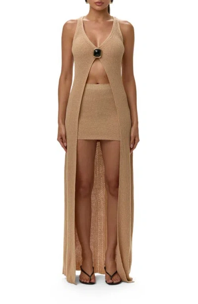 Naked Wardrobe Long Knit Vest In Multi