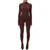 Naked Wardrobe Long Sleeve Closed Toe Jumpsuit In Chocolate