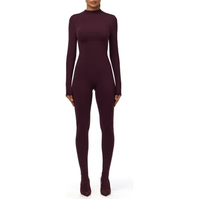 Naked Wardrobe Long Sleeve Closed Toe Jumpsuit In Brown
