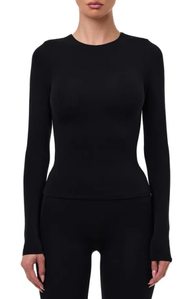 Naked Wardrobe Long Sleeve Crewneck Top In Black
