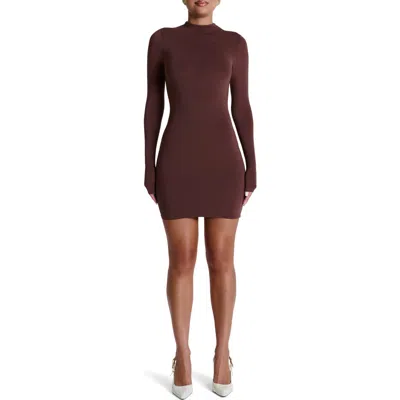 Naked Wardrobe Long Sleeve Mock Neck Minidress