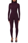 Naked Wardrobe Long Sleeve Stirrup Jumpsuit In Purple