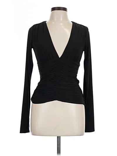 Pre-owned Naked Wardrobe Long Sleeve Top Black Plunge Neckline Tops