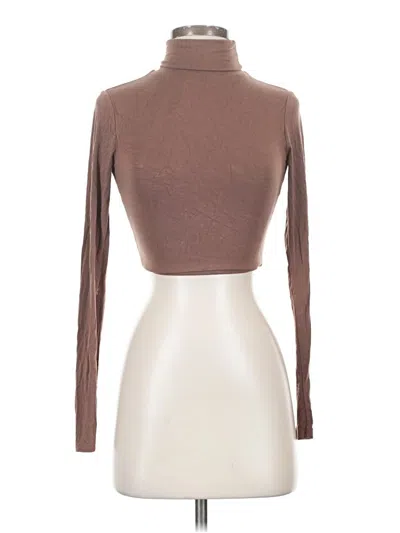 Pre-owned Naked Wardrobe Long Sleeve Top Brown Turtleneck Tops