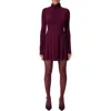 Naked Wardrobe Long Sleeve Turtleneck Minidress In Dark Plum