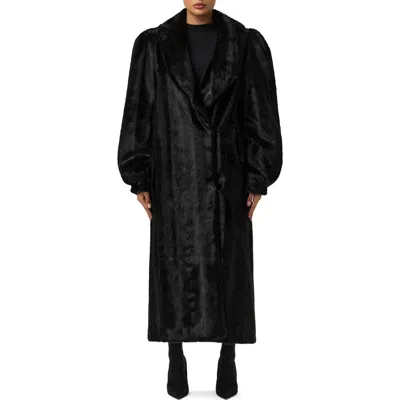 Naked Wardrobe Longline Faux Fur Coat In Black