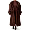 Naked Wardrobe Longline Faux Fur Coat In Brown