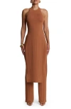 Naked Wardrobe Longline Halter Tunic In Brown