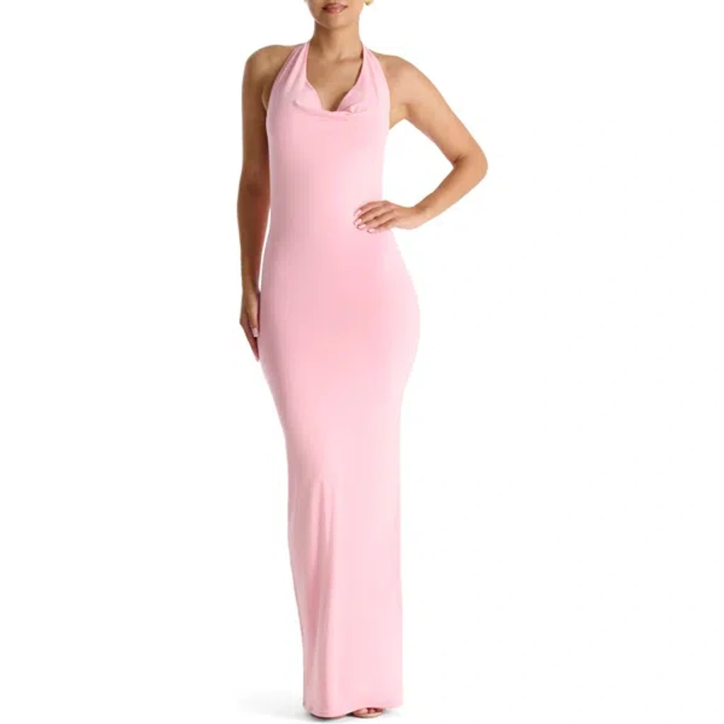 Naked Wardrobe Make 'em Halter Maxi Dress In Pink | ModeSens