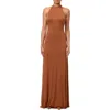 Naked Wardrobe Maxi Halter Dress In Brown