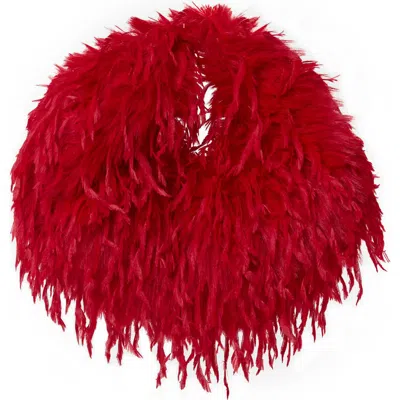 Naked Wardrobe Micro Mini Faux Feather Handbag In Red