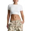 Naked Wardrobe Micro Rib Crop Top In White