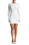 Shop Naked Wardrobe Micro Rib Long Sleeve Body-con Minidress In White