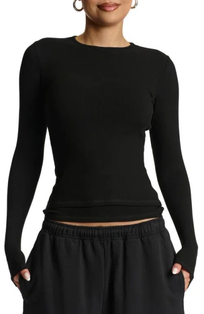 Naked Wardrobe Micro Rib Top In Black