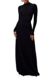 Naked Wardrobe Mock Neck Long Sleeve Maxi Dress In Black